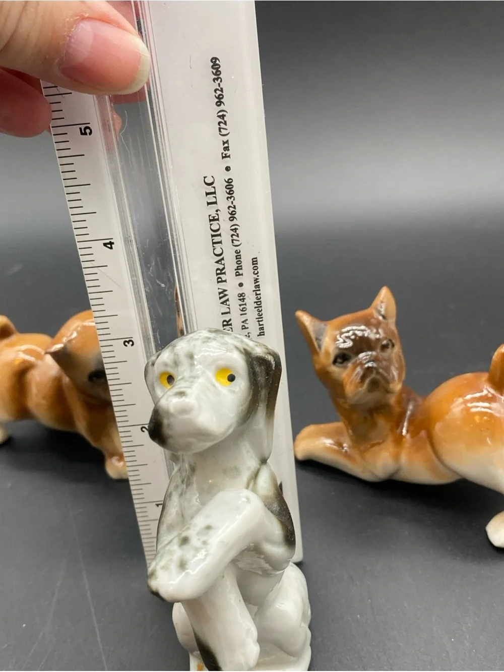 Assorted Dog Figurine Set - Brown, White, Tan, Gray Ceramic and Stone